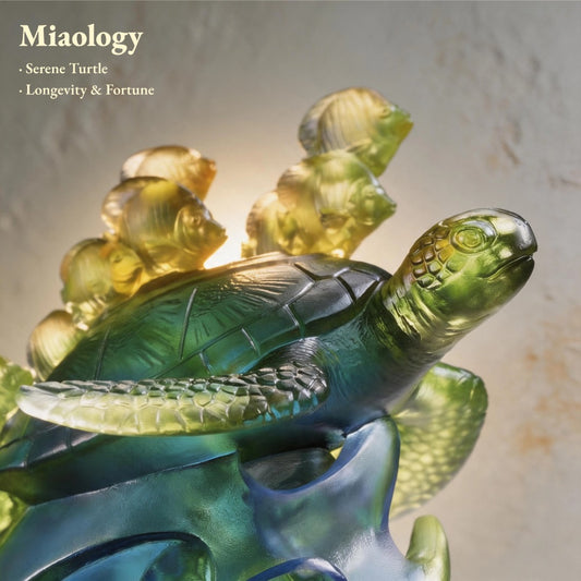 Prosperity Voyage | Crystal Liuli Sea Turtle and Tropical Fish Sculpture