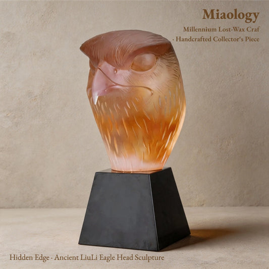 Majestic Eagle Head Liuli Sculpture – Symbol of Vision & Strength