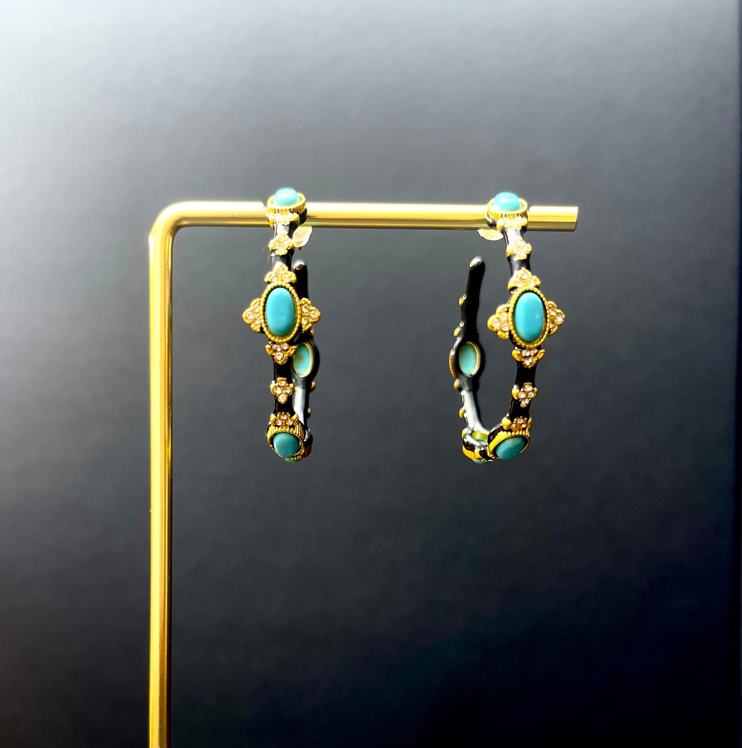 Handcrafted Emerald & Gold Vintage Earrings - Intricate Floral Statement Jewelry for Women