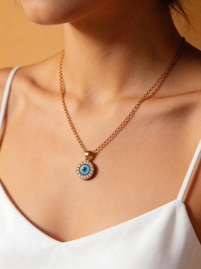 Evil Eye & Hama Hand Protection Necklace Set - Sacred Energy Jewelry for Fortune & Good Luck