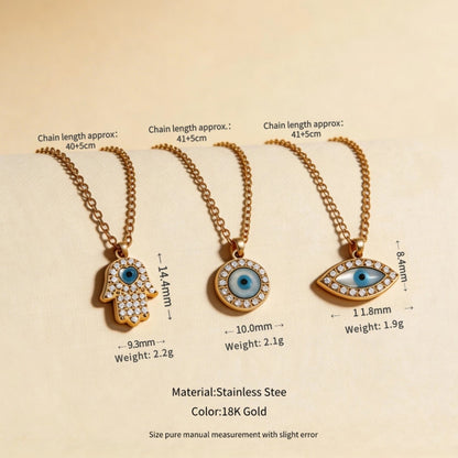 Evil Eye & Hama Hand Protection Necklace Set - Sacred Energy Jewelry for Fortune & Good Luck