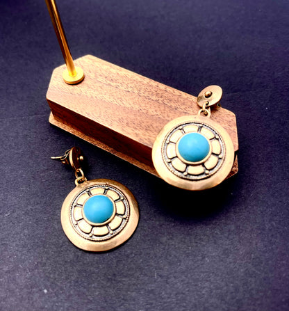 Handcrafted Turquoise & Bronze Metal Earrings - Elegant Vintage Statement Jewelry for Women