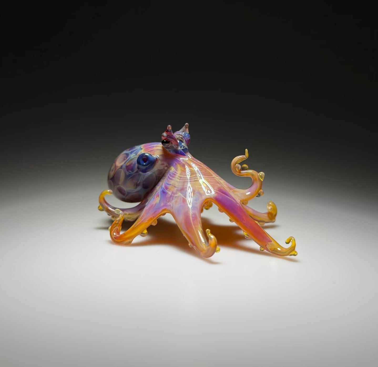 Custom Lampworked Glass Octopus Sculpture – Handcrafted Ocean Art Collectible (Made to Order)