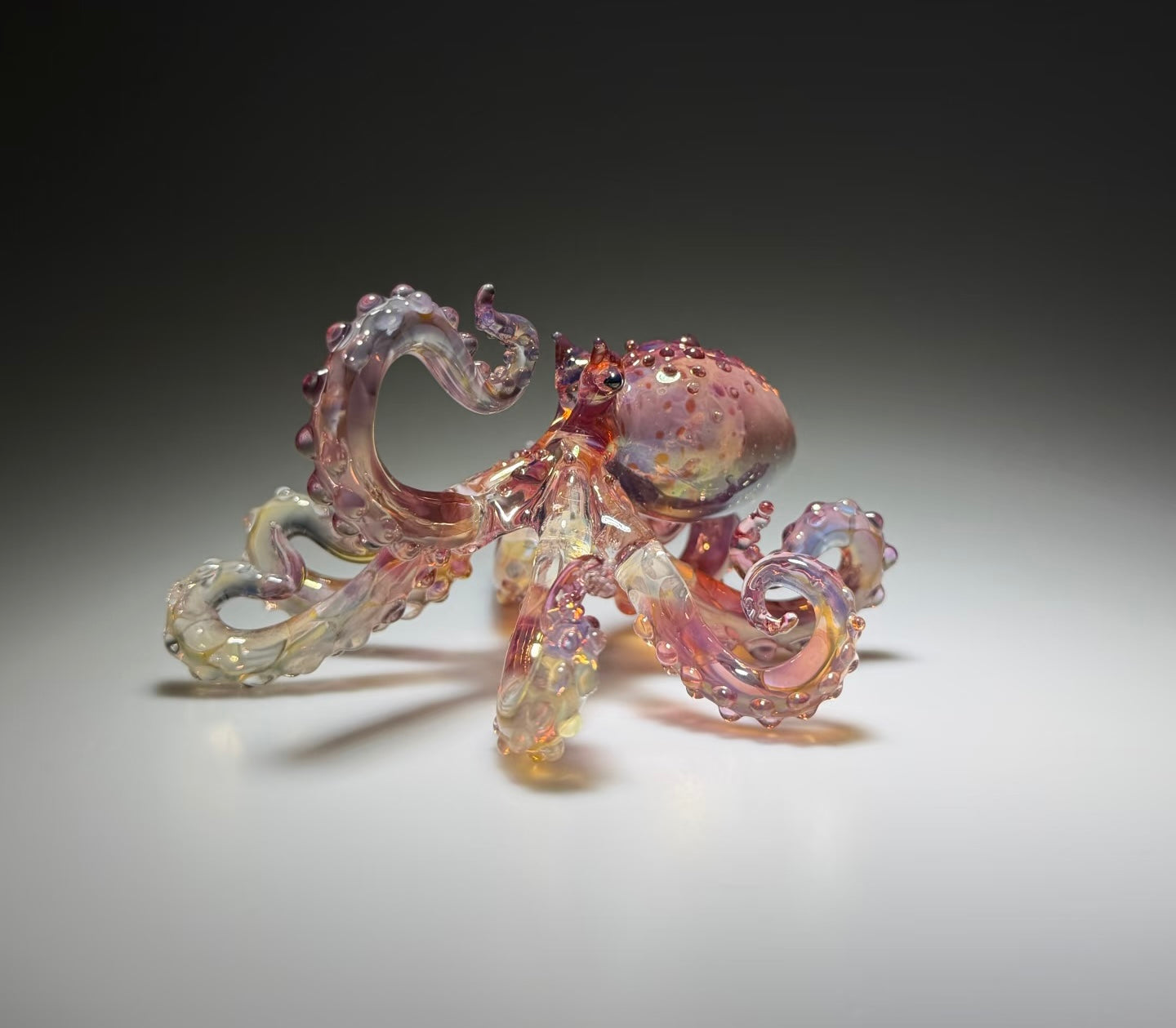 Custom Lampworked Glass Octopus Sculpture – Handcrafted Ocean Art Collectible (Made to Order)