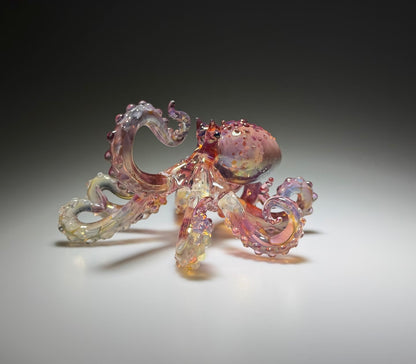 Custom Lampworked Glass Octopus Sculpture – Handcrafted Ocean Art Collectible (Made to Order)