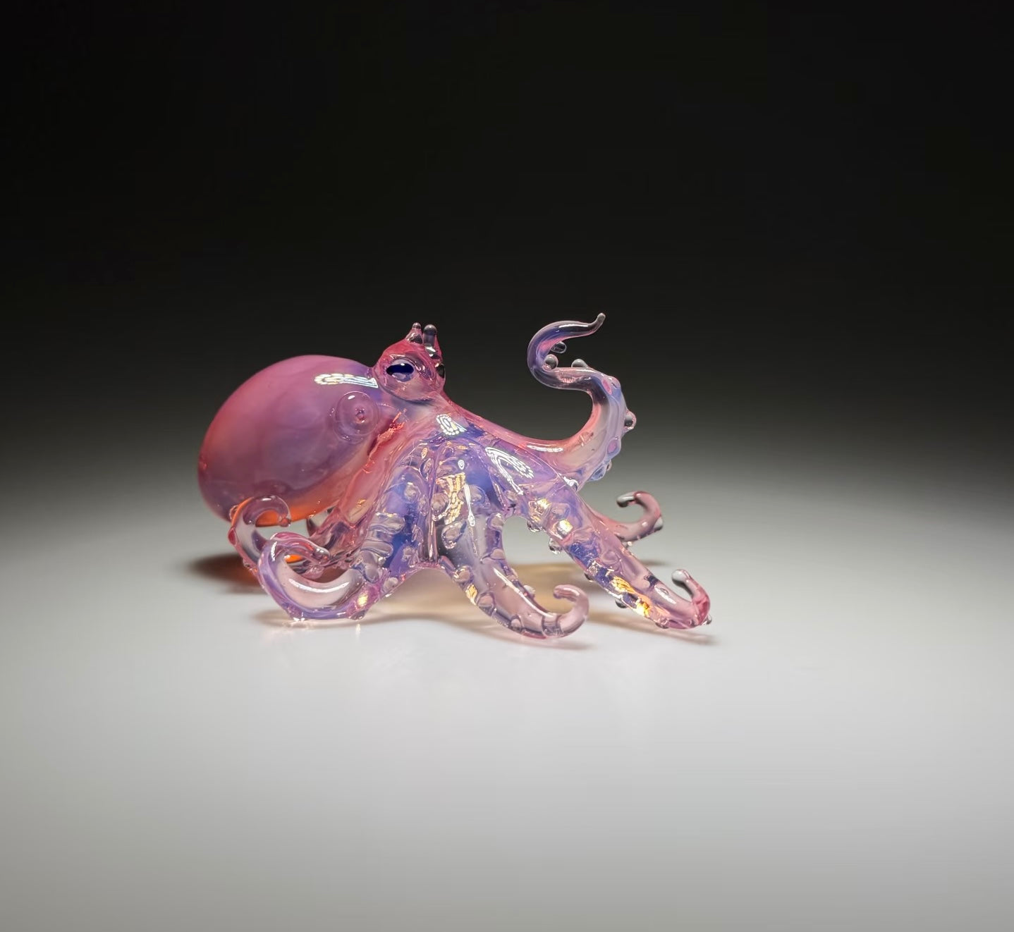 Custom Lampworked Glass Octopus Sculpture – Handcrafted Ocean Art Collectible (Made to Order)