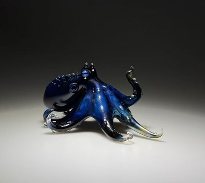 Custom Lampworked Glass Octopus Sculpture – Handcrafted Ocean Art Collectible (Made to Order)