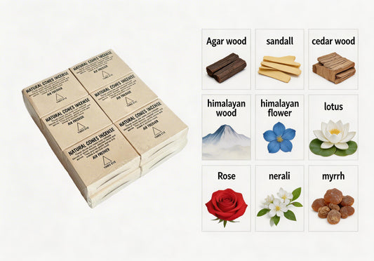 Nepal Handmade Incense Cones Set with Ceramic Holder – Natural Aromatherapy for Meditation, Relaxation & Energy Cleansing