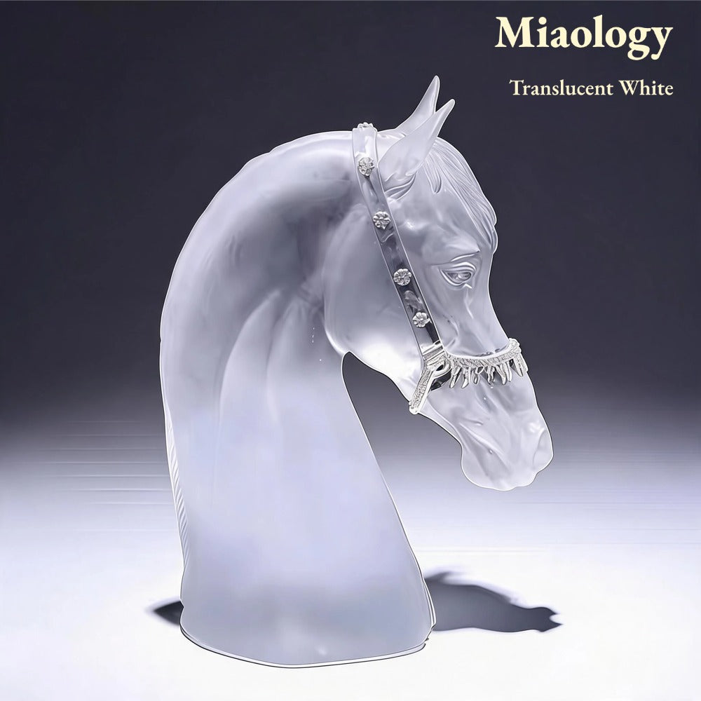 Handcrafted Glass Horse Head Sculpture – Three-Color Crystal Glass Steed Art Ornament