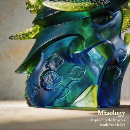 Prosperity Voyage | Crystal Liuli Sea Turtle and Tropical Fish Sculpture