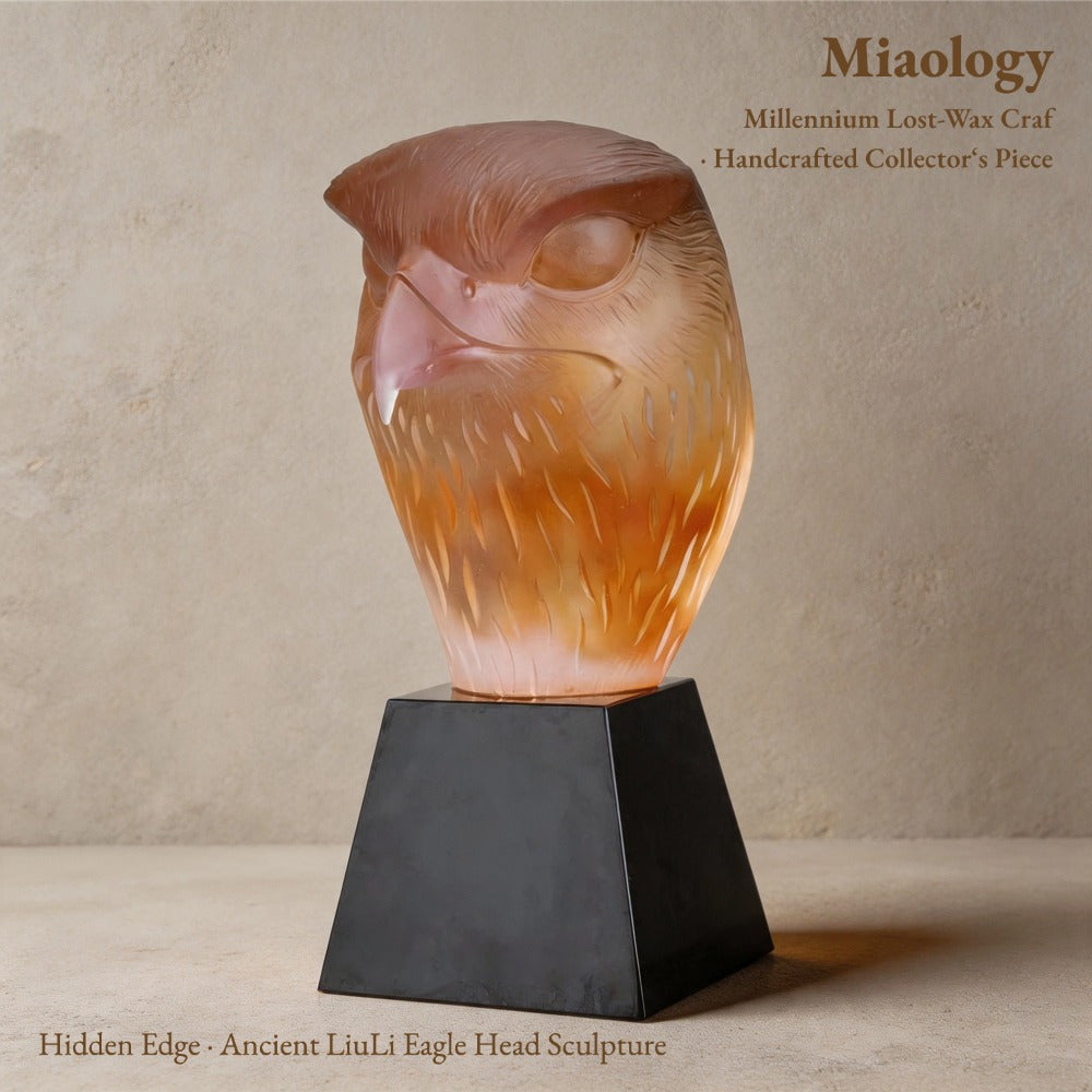 Majestic Eagle Head Liuli Sculpture – Symbol of Vision & Strength
