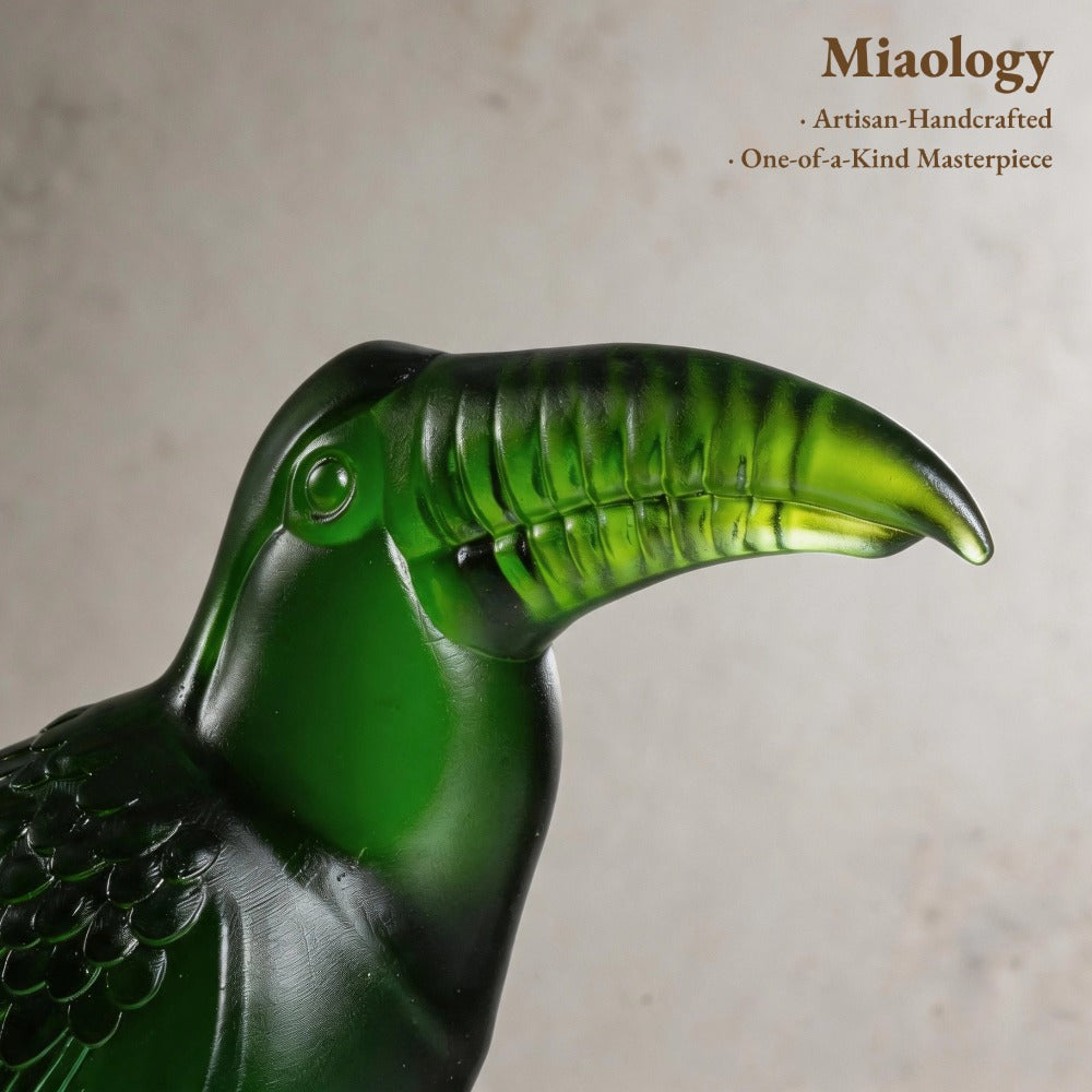 Emerald Hornbill Liuli Sculpture – Symbol of Prosperity & Discovery