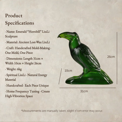 Emerald Hornbill Liuli Sculpture – Symbol of Prosperity & Discovery