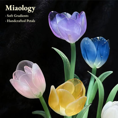 Six Tulips of Joy Crystal Art Ornament