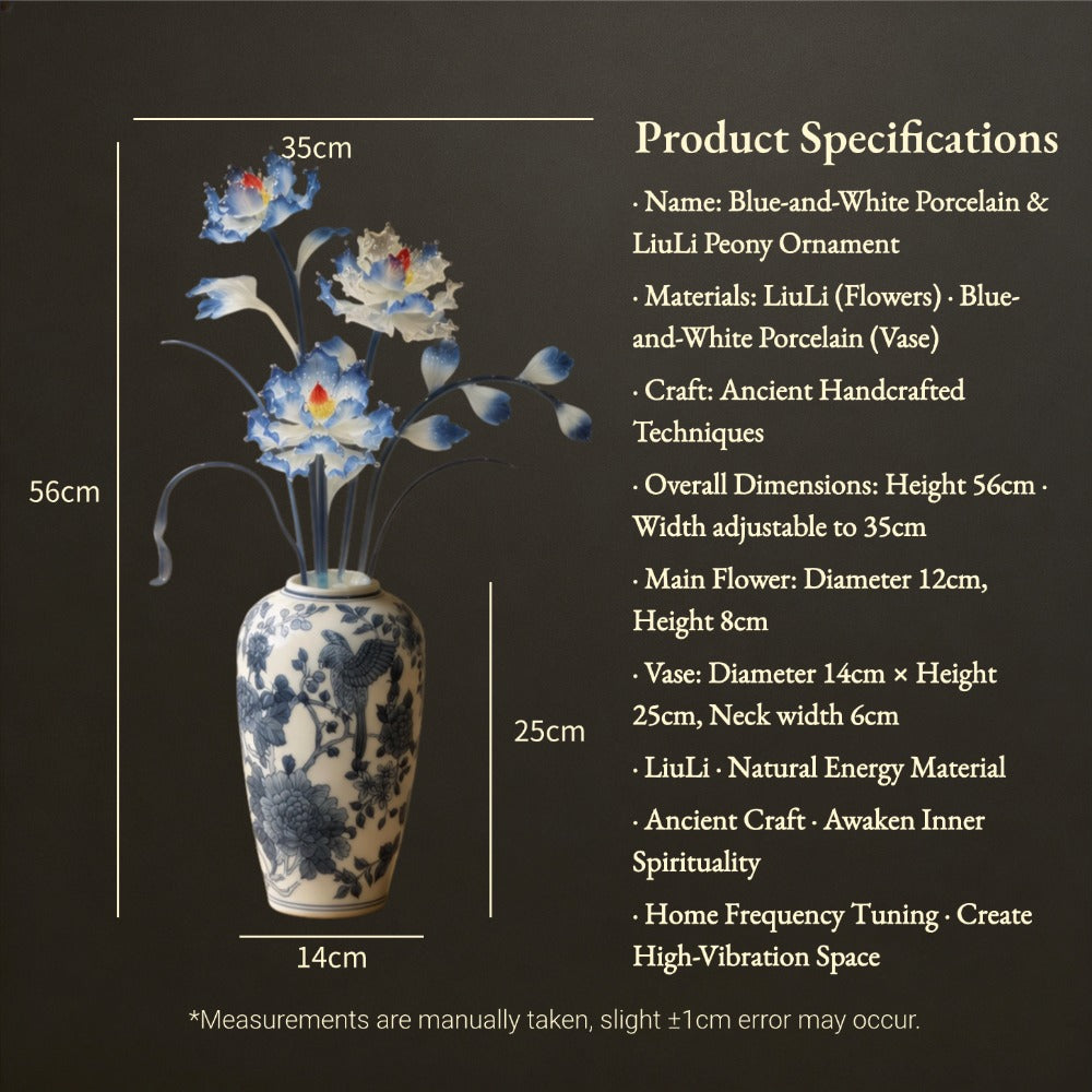 Blue-and-White Lotus Serenity | Liuli Glass Floral Arrangement in Porcelain Vase