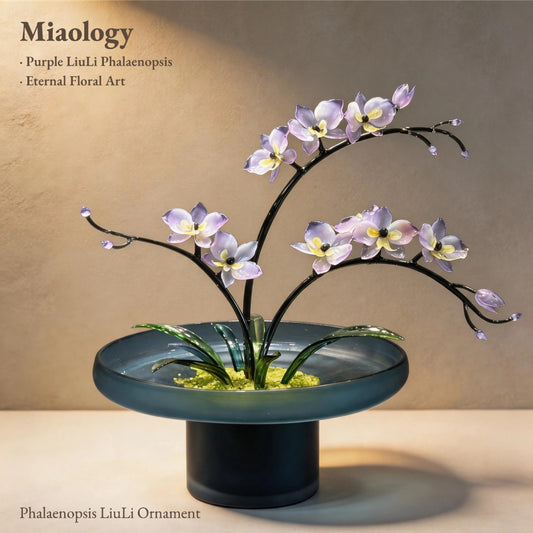 Phalaenopsis in Bloom – Handcrafted Liuli Orchid Arrangement