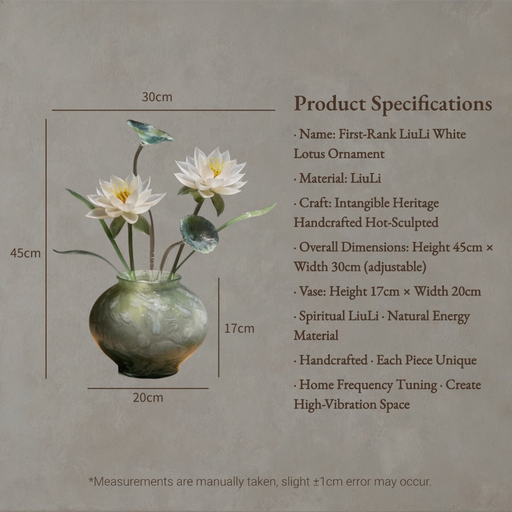 Celadon Blooming Lotus Liuli Sculpture in Carved Celadon Vase
