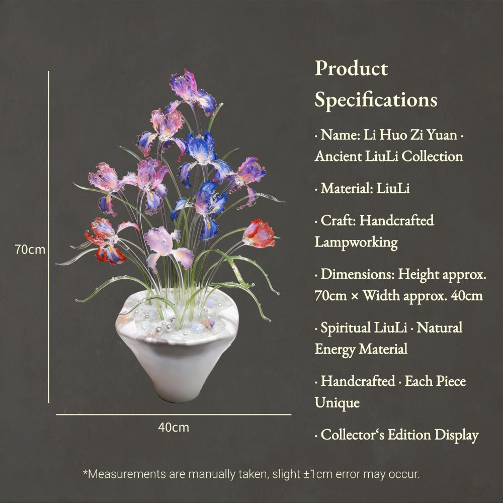 Radiant Liuli Iris Arrangement – Handcrafted Crystal Glass Iris Sculpture
