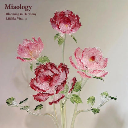 Handcrafted Luxury Peony Sculpture in Porcelain Vase