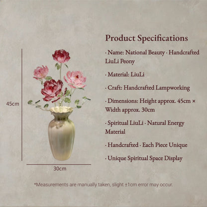Handcrafted Luxury Peony Sculpture in Porcelain Vase