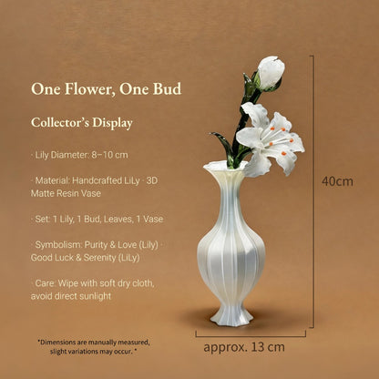 White vase with a single luxury crystal glass flower on a brown background