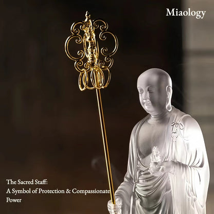 Handcrafted Liuli Ksitigarbha Sculpture with Bronze Base – Lost-Wax Glass Art, Spiritual-Inspired Collectible Décor