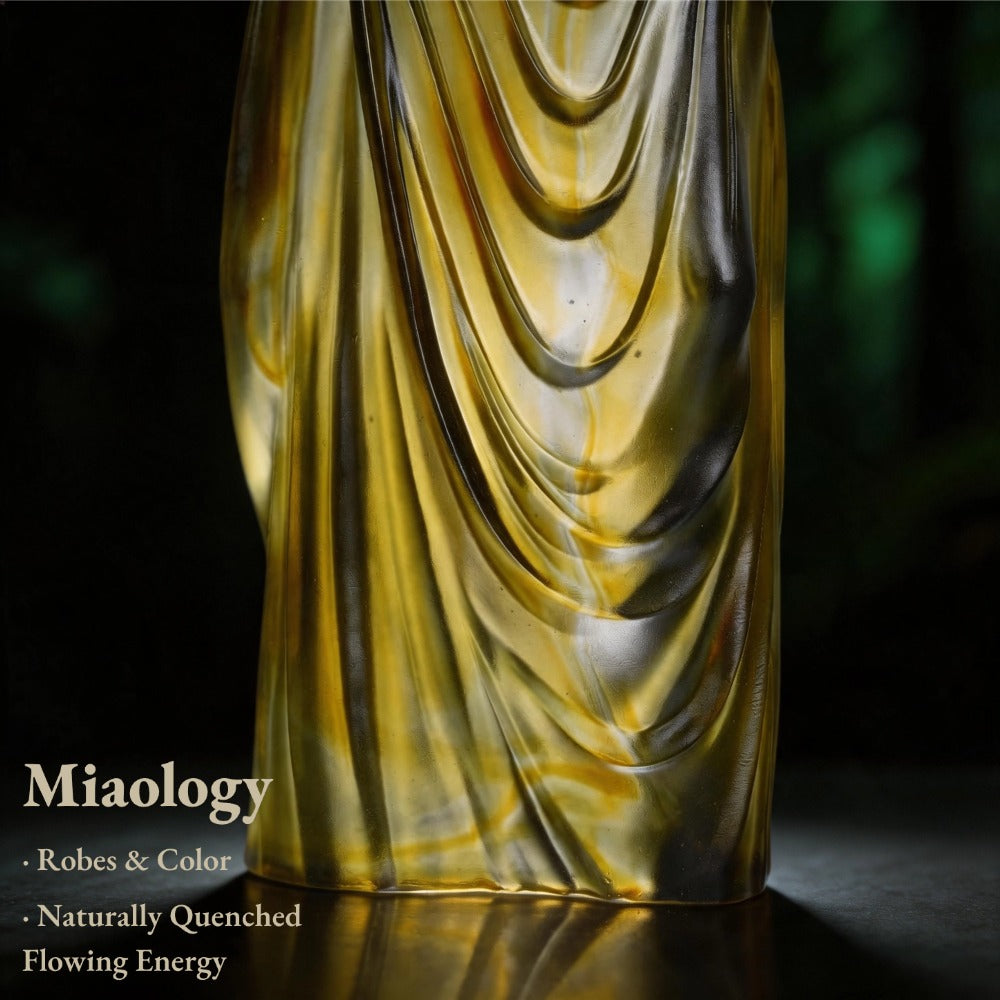 Handcrafted Lost-Wax Liuli Monk Robe Sculpture – Formless Emptiness Crystal Glass Art Ornament