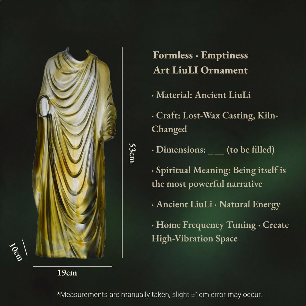 Handcrafted Lost-Wax Liuli Monk Robe Sculpture – Formless Emptiness Crystal Glass Art Ornament