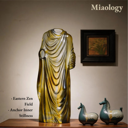 Handcrafted Lost-Wax Liuli Monk Robe Sculpture – Formless Emptiness Crystal Glass Art Ornament