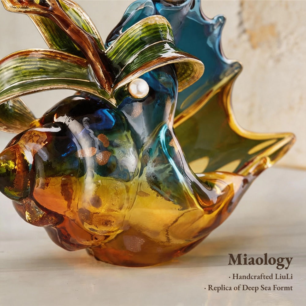 Ocean's Secret Garden | Handcrafted Liuli Shell & Blossom Sculpture
