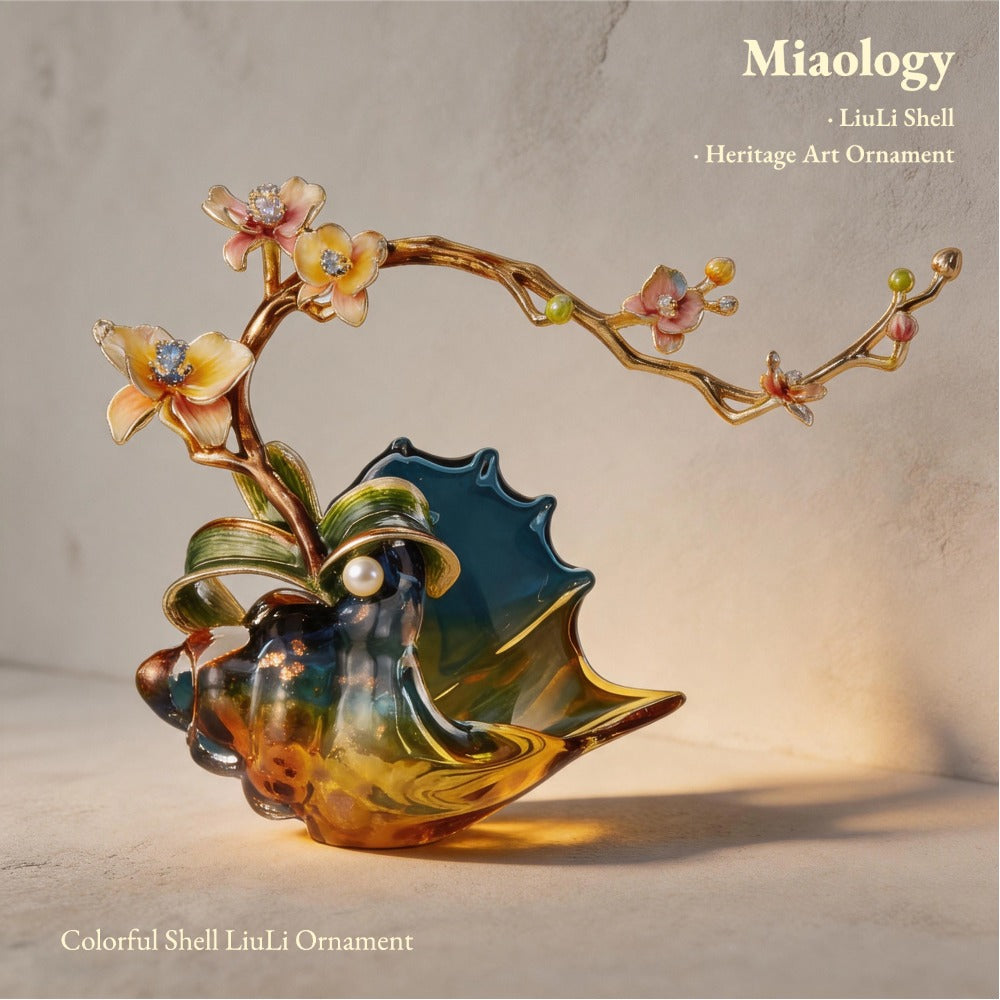 Ocean's Secret Garden | Handcrafted Liuli Shell & Blossom Sculpture