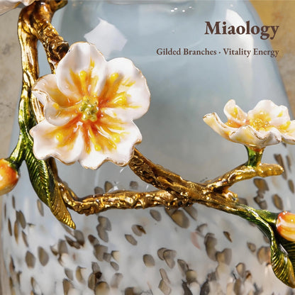 Handcrafted Snow Wave Enamel Liuli Vase – Artistic Crystal Glass Floral Sculpture, Elegant Luxury Home Décor