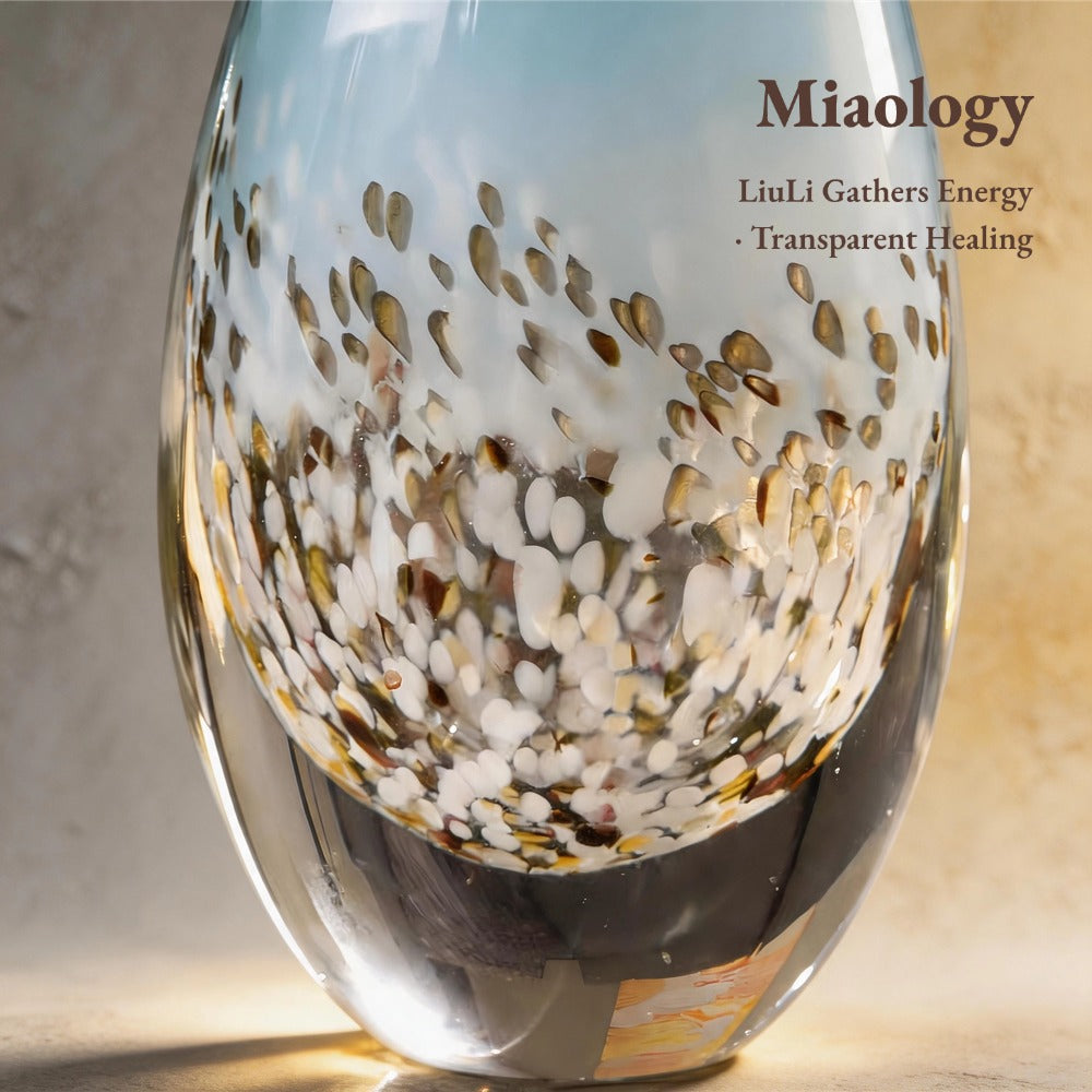 Handcrafted Snow Wave Enamel Liuli Vase – Artistic Crystal Glass Floral Sculpture, Elegant Luxury Home Décor