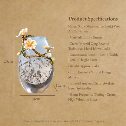 Handcrafted Snow Wave Enamel Liuli Vase – Artistic Crystal Glass Floral Sculpture, Elegant Luxury Home Décor