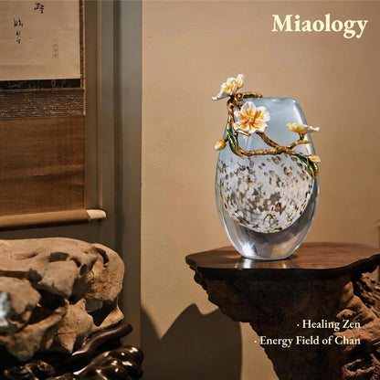 Handcrafted Snow Wave Enamel Liuli Vase – Artistic Crystal Glass Floral Sculpture, Elegant Luxury Home Décor